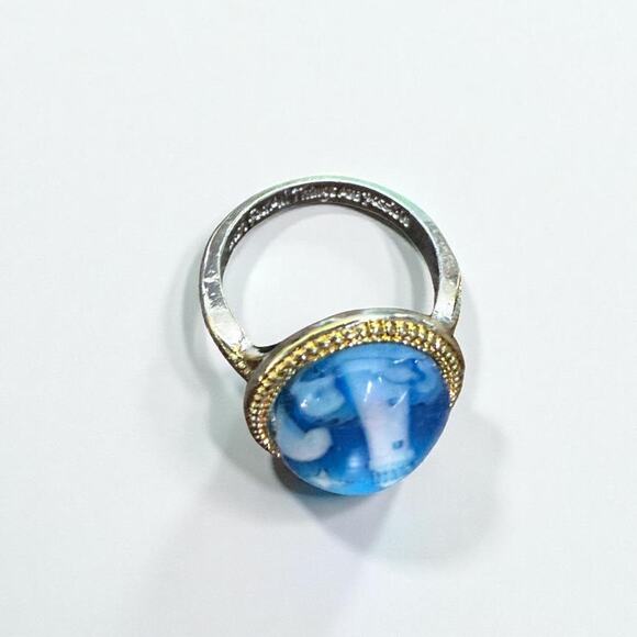 Blue Glass Lighthouse Hidden Message Ring New - Picture 6 of 8